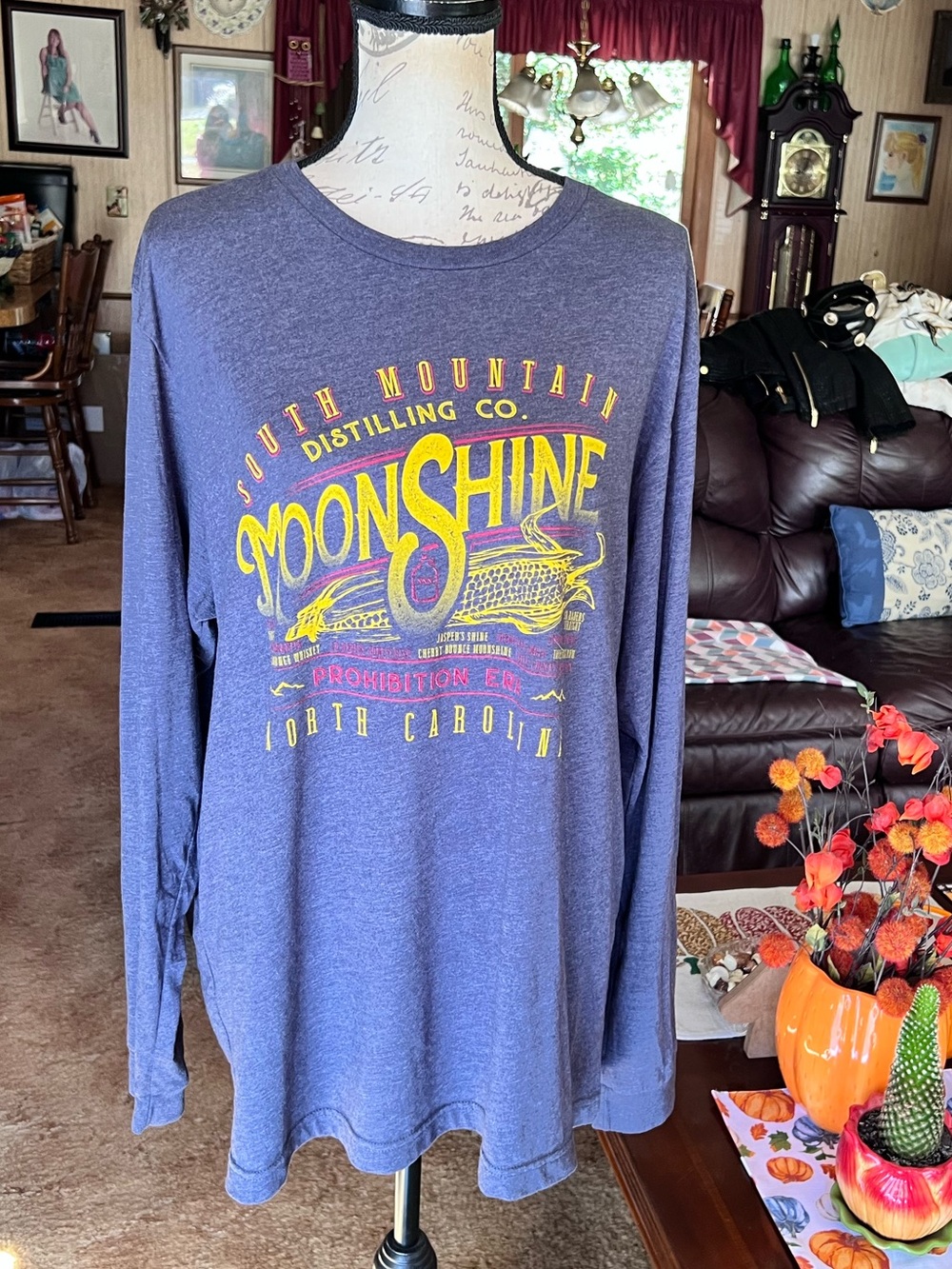 Mens South Mountain Distilling Co. Moonshine North Carolina long sleeve tee.